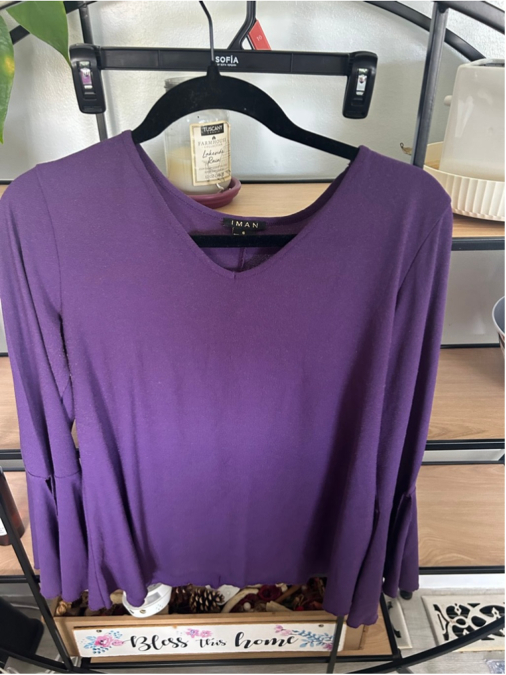 Women's IMAN Purple Long Sleeve Tee S